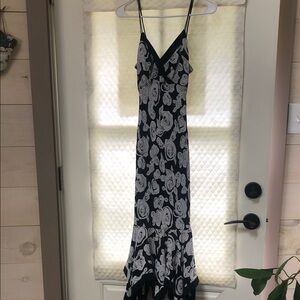 Elegant Black and White Floral Maxi Dress